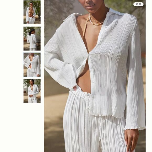 Anthropologie Plisse Buttondown Shirt - Picture 4 of 4